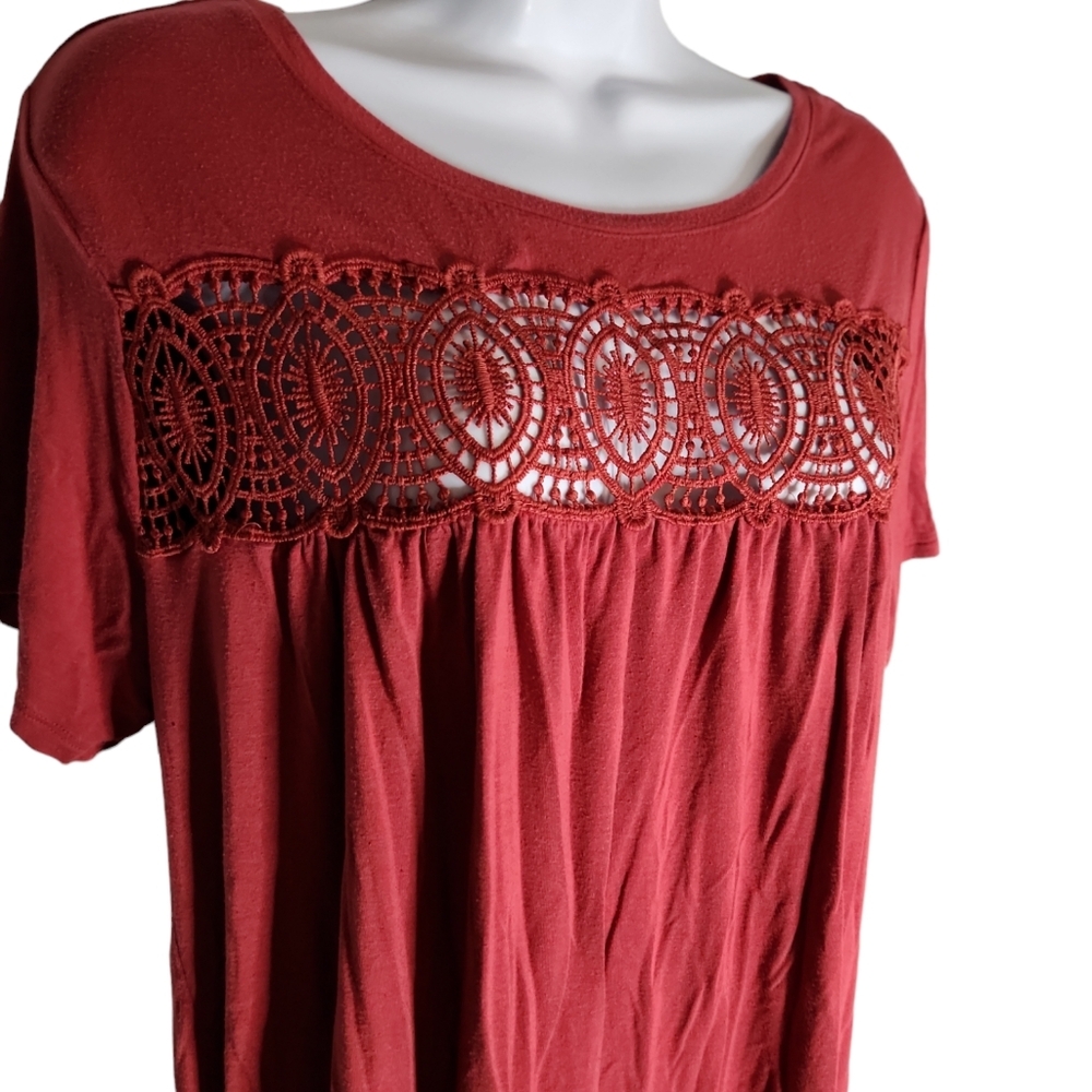 Burgundy Peasants Blouse 2X - Picture 2 of 2